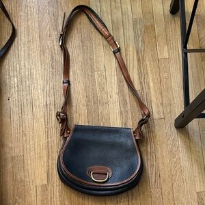 Vintage Dooney and Bourke Black and Brown Leather Crossbody Bag